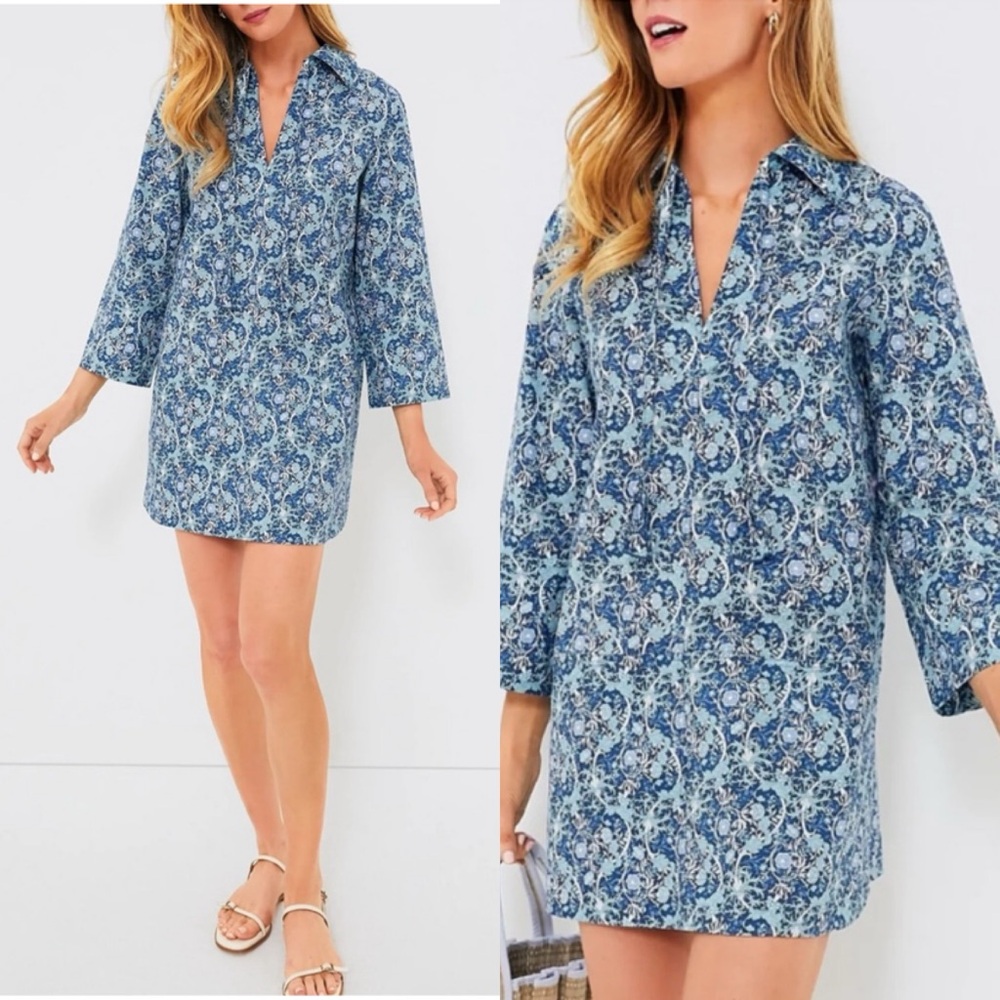 Tuckernuck HYACINTH HOUSE Long Sleeve Blue Carrington Collared Mini Dress